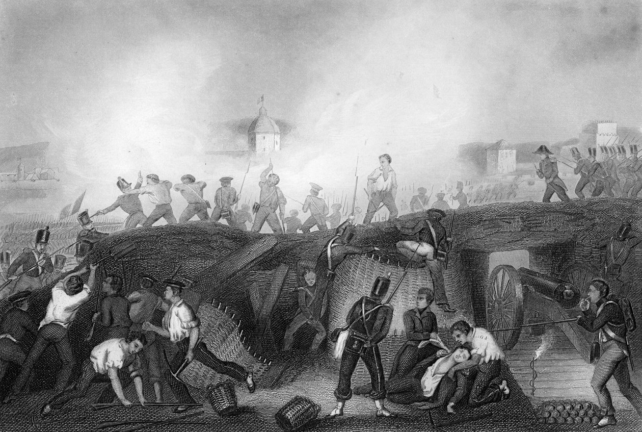 Tilfangetagelse af Ciudad Rodrigo, Spanien, halvøkrig, 1812 c1857. af Daniel John Pound