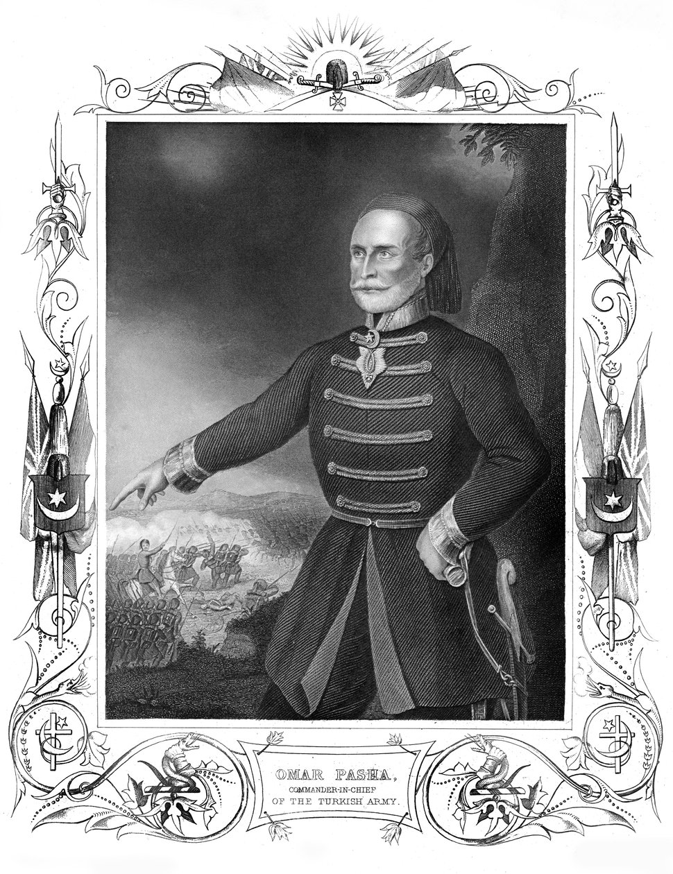 Omar Pasha, øverstbefalende for den tyrkiske hær fra det 19. århundrede. af Daniel John Pound