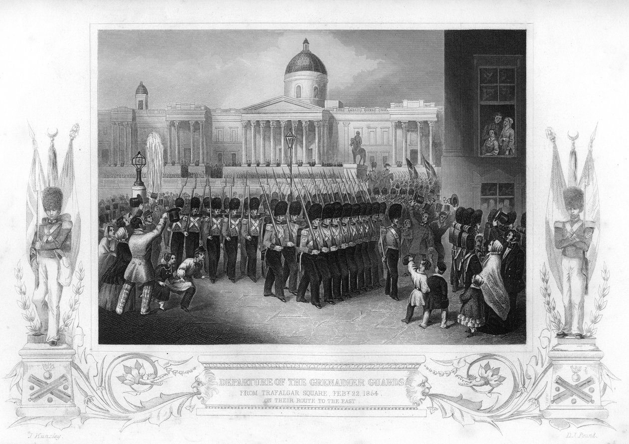 Grenadiervagternes afgang, Trafalgar Square, London, 1854 1857. af Daniel John Pound