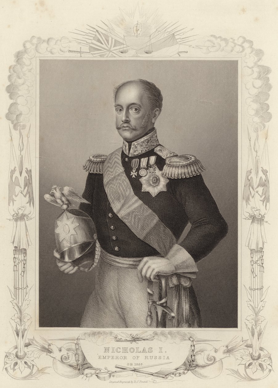 Tsar Nikolaj I, kejser af Rusland (kobberstik) af Daniel John. Pound