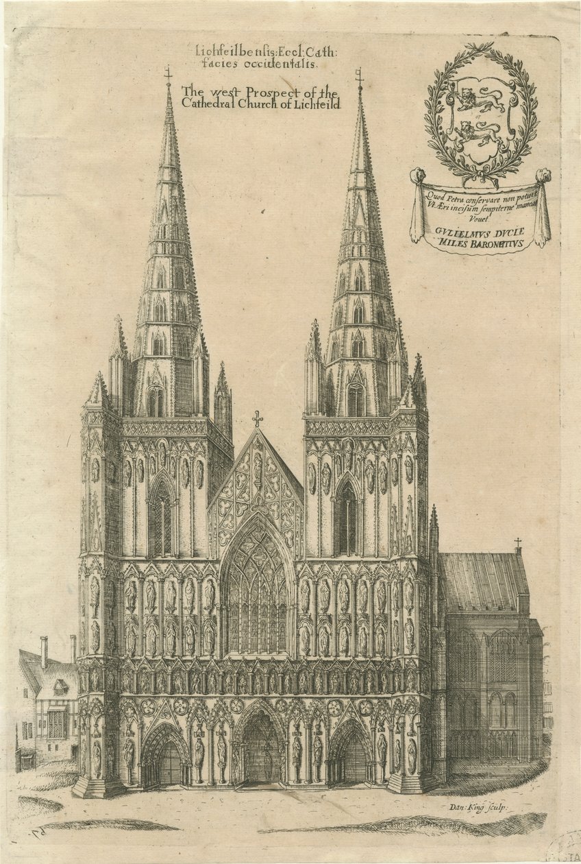 Lichfield Cathedral - Vestfronten: gravering og [slutt 17. århundrede] af Daniel King