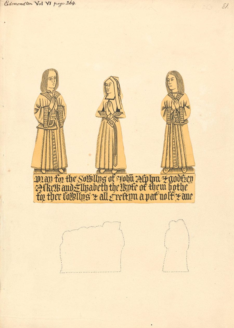Messingplade til John Asplyn, Godfrey Askew og Elizabeth the Wife of them Both, Edmonton Church af Daniel Lysons
