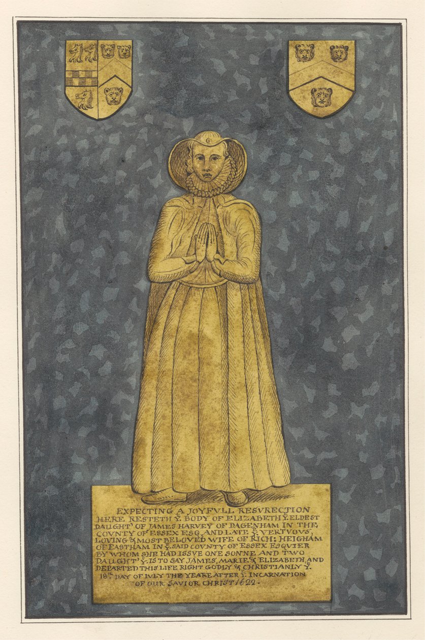 Messingbelagt til Elizabeth Harvey fra East Ham Church af Daniel Lysons