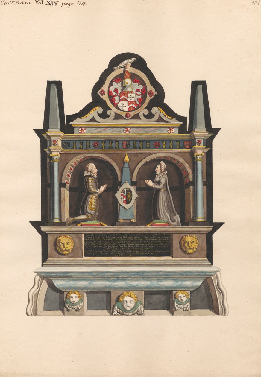 Mindesmærke for Giles Breame fra East Ham Church af Daniel Lysons