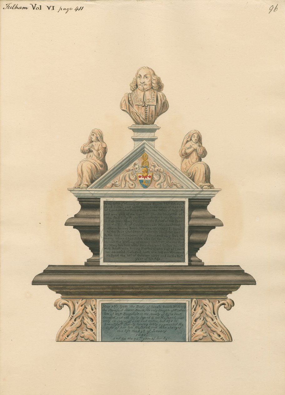 Mindesmærke for James Smith og Sarah Smith, hans kone af Daniel Lysons