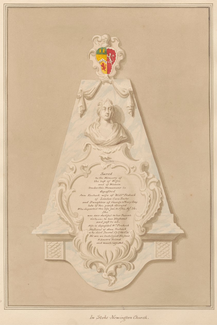 Mindesmærke for Loilliam og Ann Frohock fra Stoke Newington Church af Daniel Lysons
