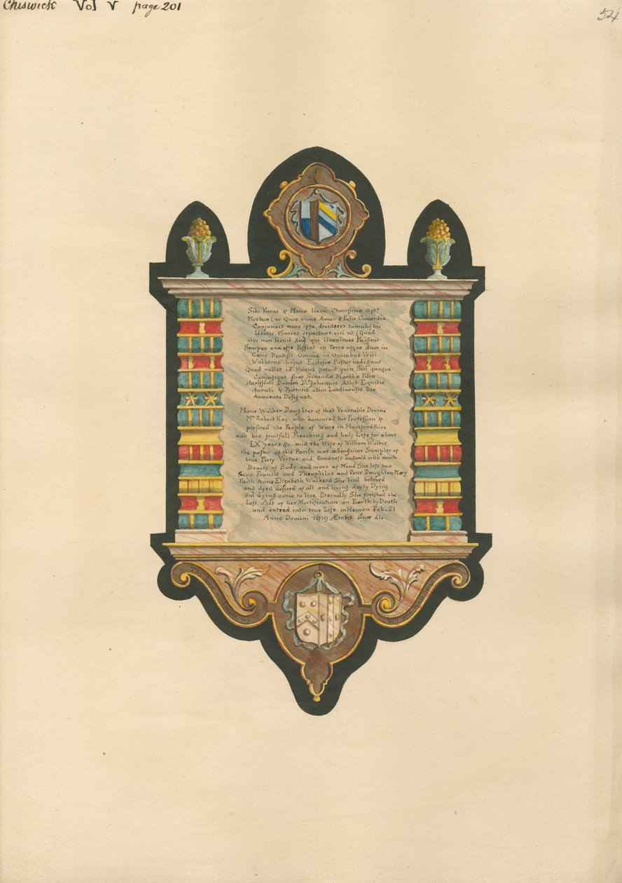 Mindesmærke for Marie Walker fra Chadwick Church af Daniel Lysons