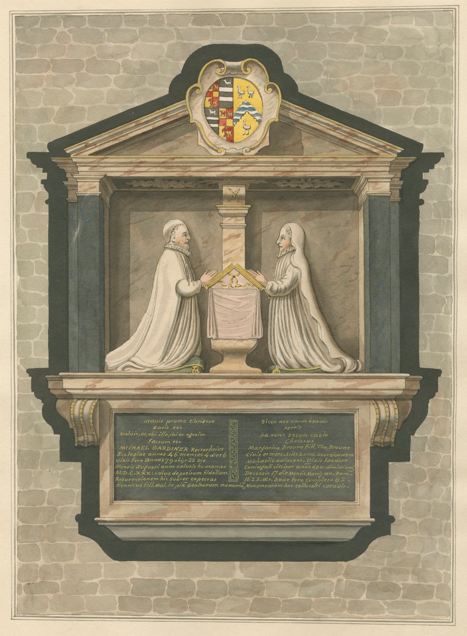 Mindesmærke for Michael Gardiner og Margarita Browne fra Greenford Church af Daniel Lysons