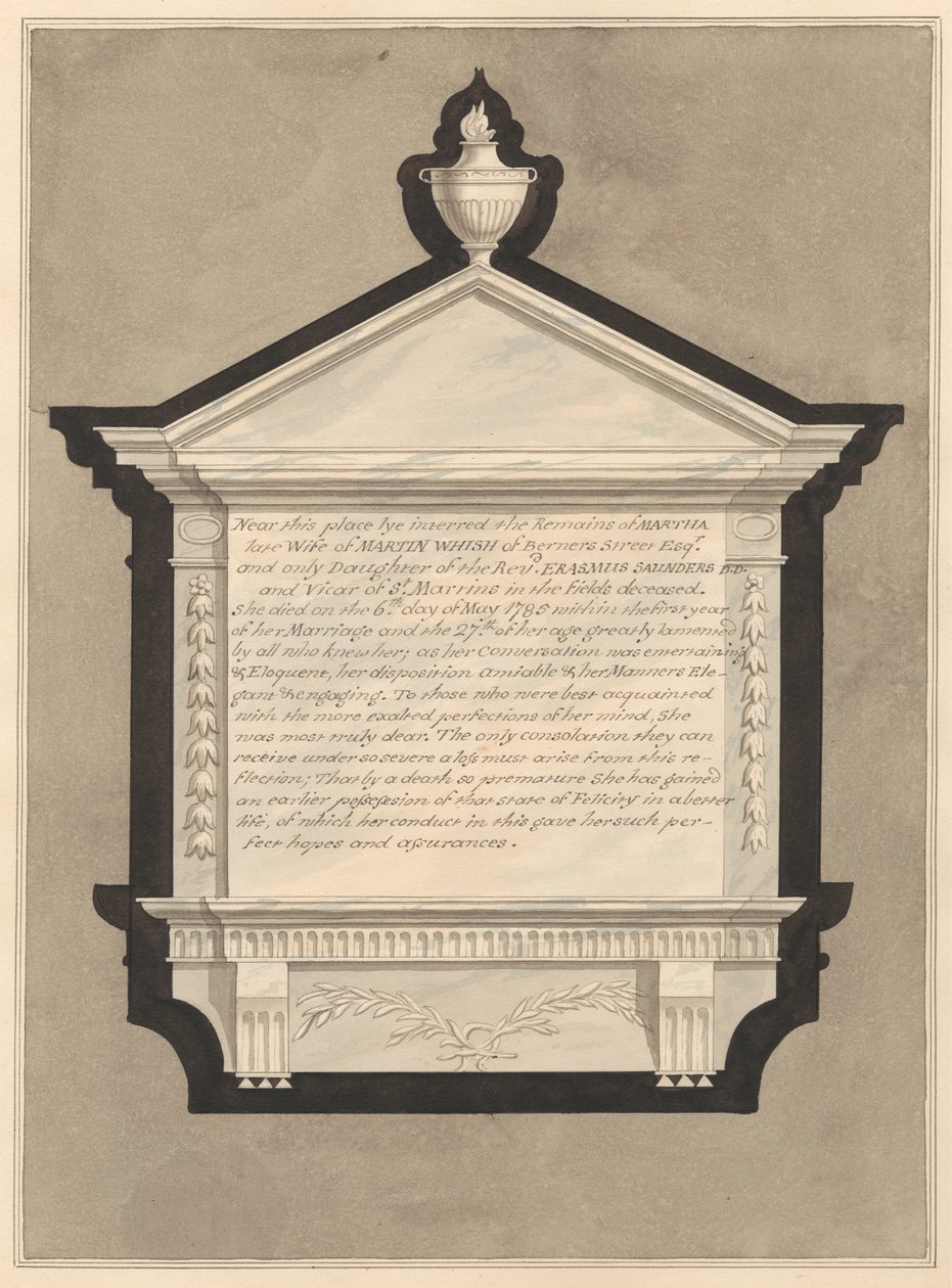 Mindesmærke for Mrs. Martha Whish, fra Stanwell Church af Daniel Lysons