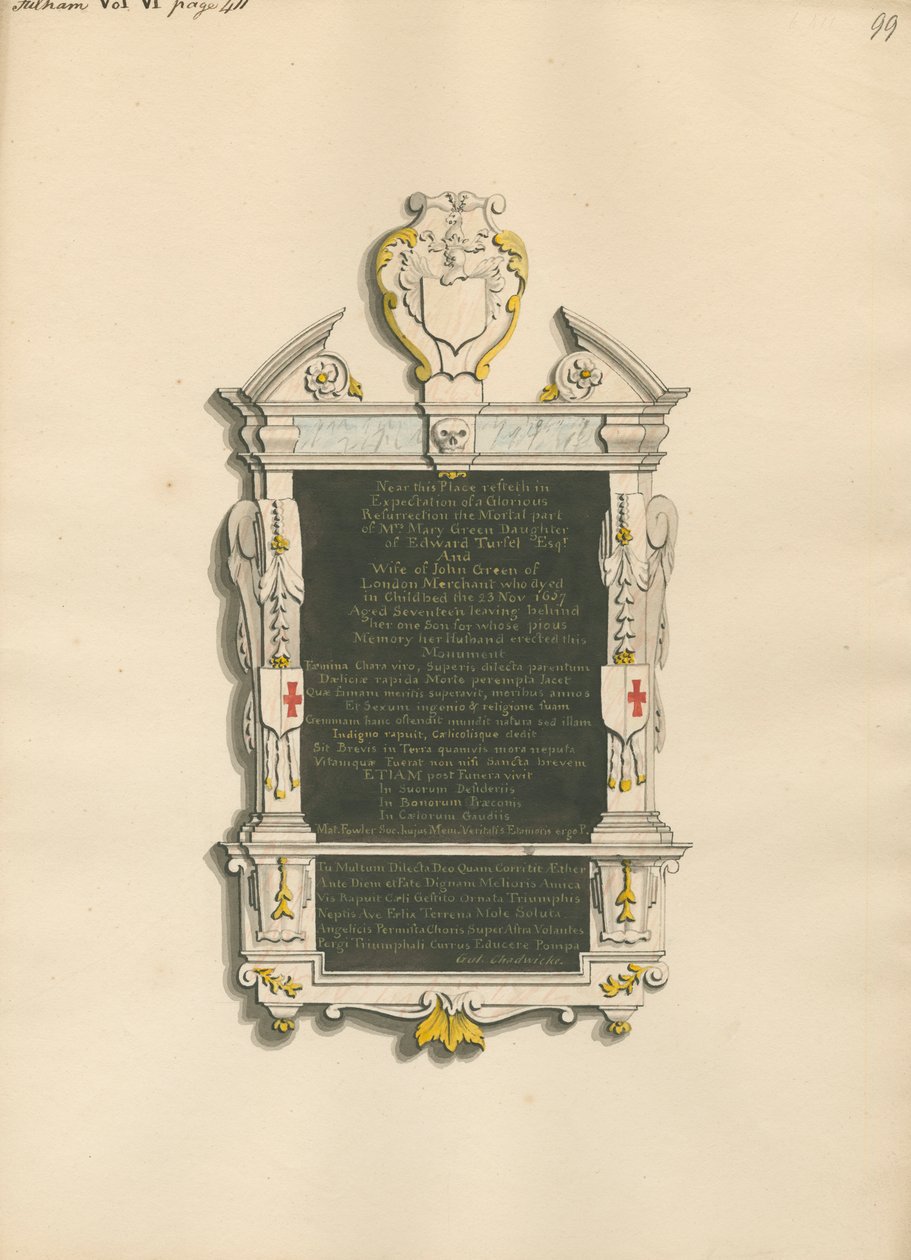 Mindesmærke for fru Mary Green af Daniel Lysons
