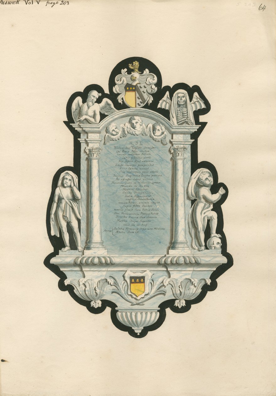 Mindesmærke for Richard Taylor fra Chiswick Church af Daniel Lysons