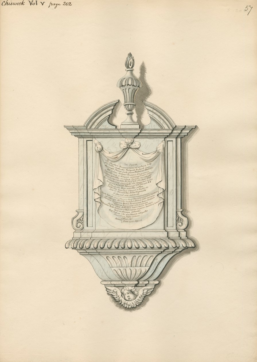 Mindesmærke for Richard og Thomas Carey fra Chiswick Church af Daniel Lysons