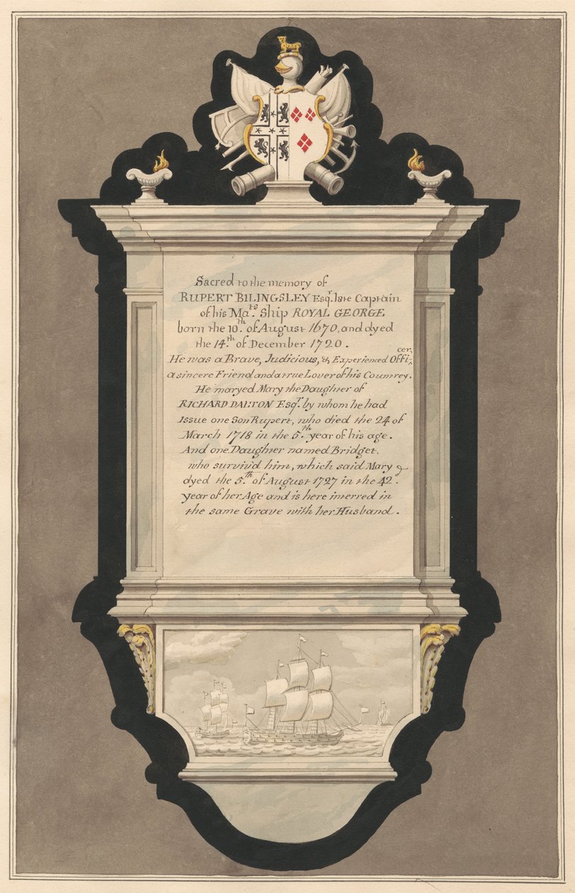 Mindesmærke for Rupert og Mary Billingsley fra Drayton Church af Daniel Lysons