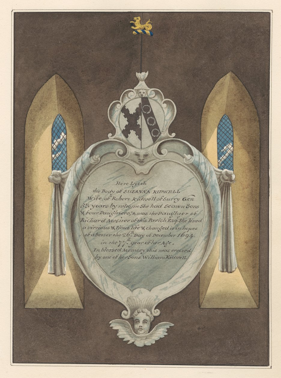 Mindesmærke for Susannah Kidwell fra Norwood Church af Daniel Lysons