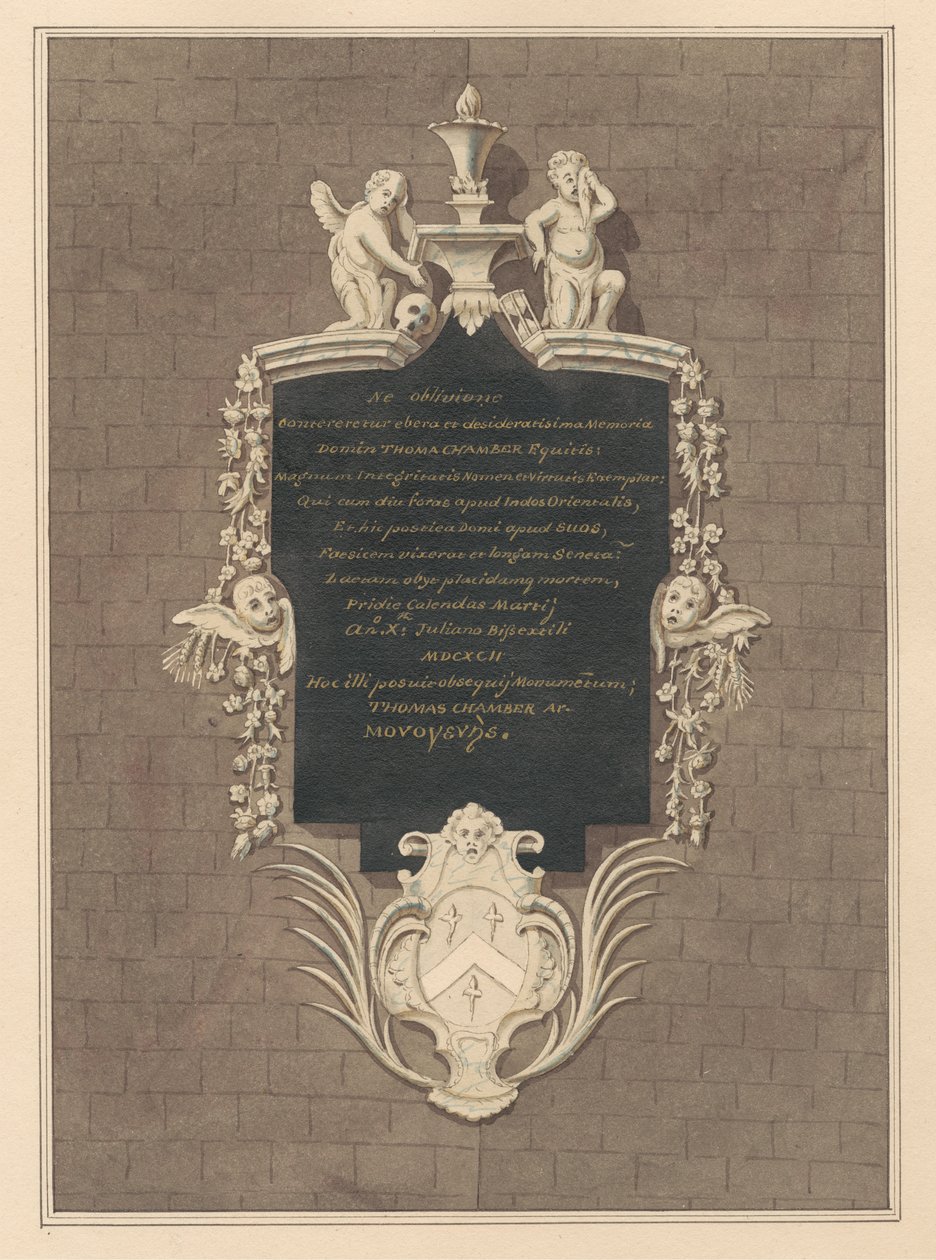 Mindesmærke for Thomas Chamber fra Hanworth Church af Daniel Lysons