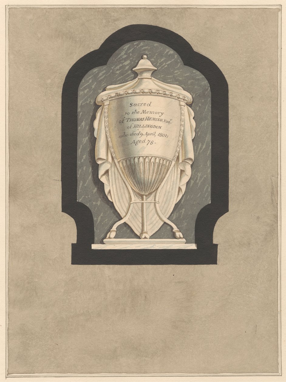 Mindesmærke for Thomas Heming fra Hillingdon Church af Daniel Lysons
