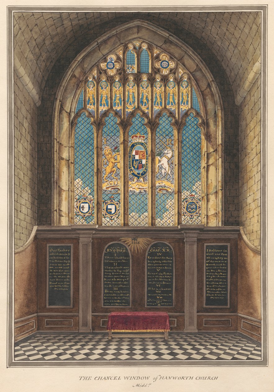 Chancell Window of Hanworth Church af Daniel Lysons