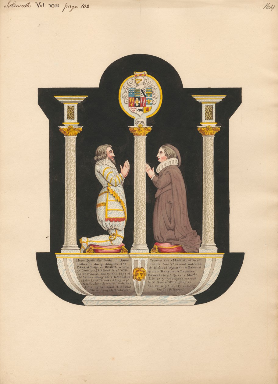 Dame Katherine Darcys grav fra Isleworth Church af Daniel Lysons