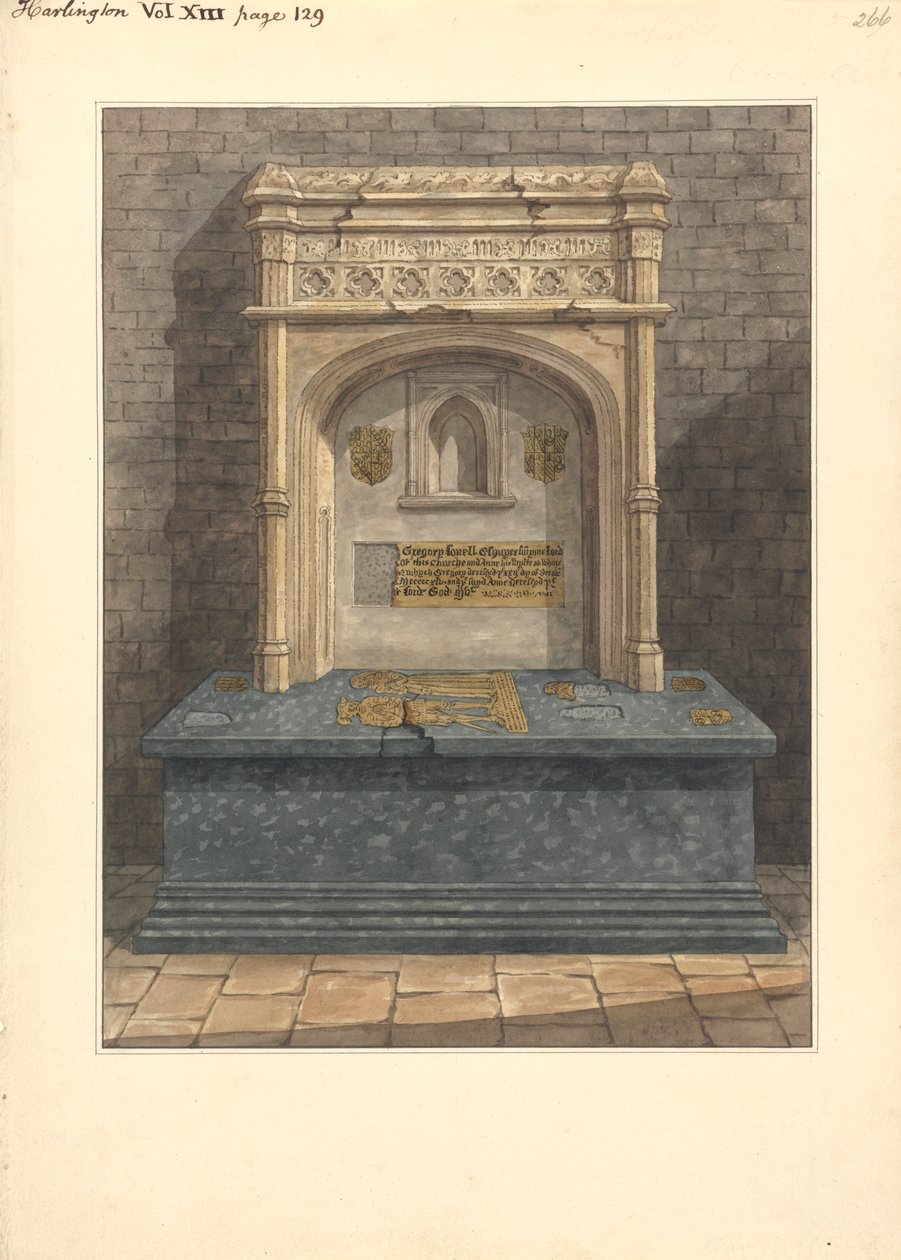 Graven af Gregory Lovell og hans kone Anne, Harlington Church af Daniel Lysons