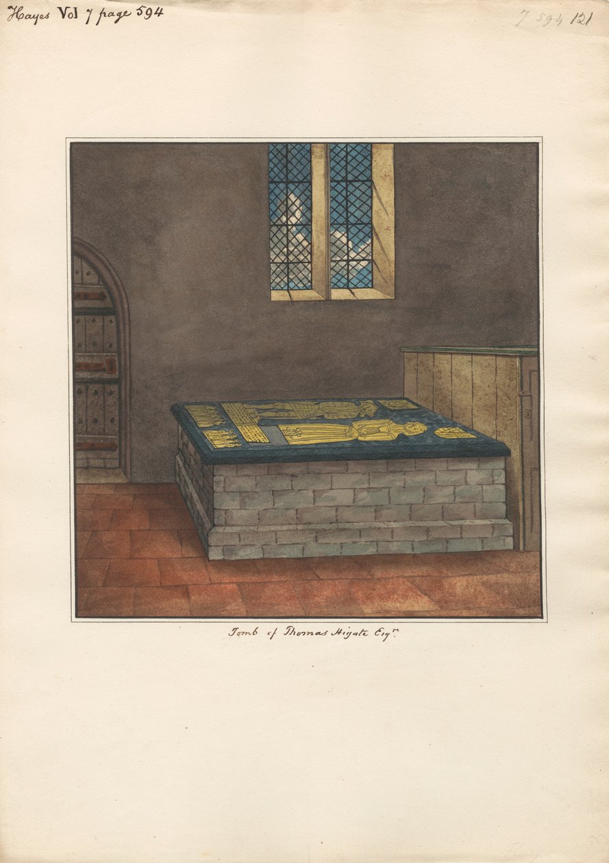 Tomb of Thomas Higate fra Hayes Church af Daniel Lysons