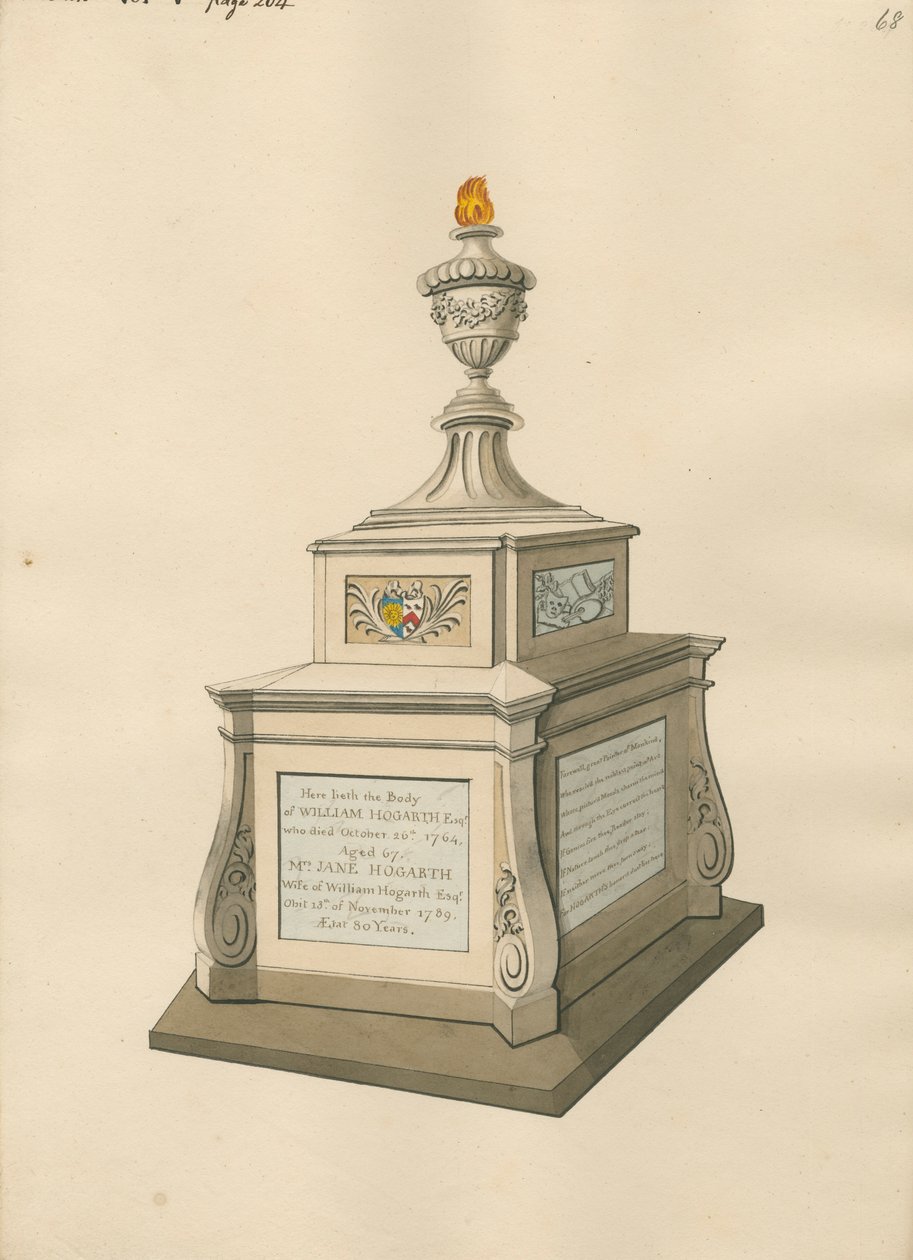 Tomb of William Hogarth og Mrs. Jane Hogarth fra Chiswick af Daniel Lysons