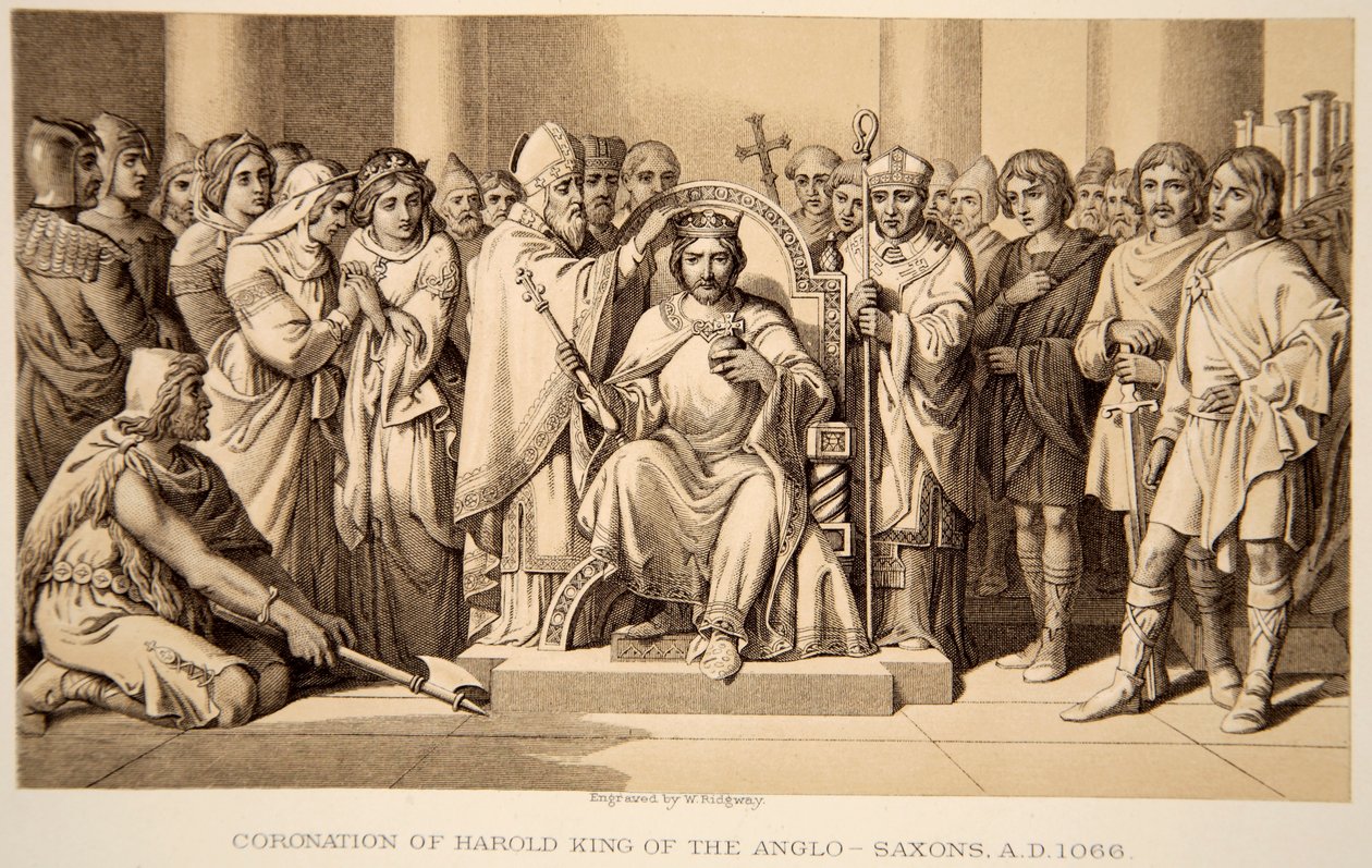 Kroning af Harold II i 1066, indgraveret af W. Ridgeway af Daniel Maclise