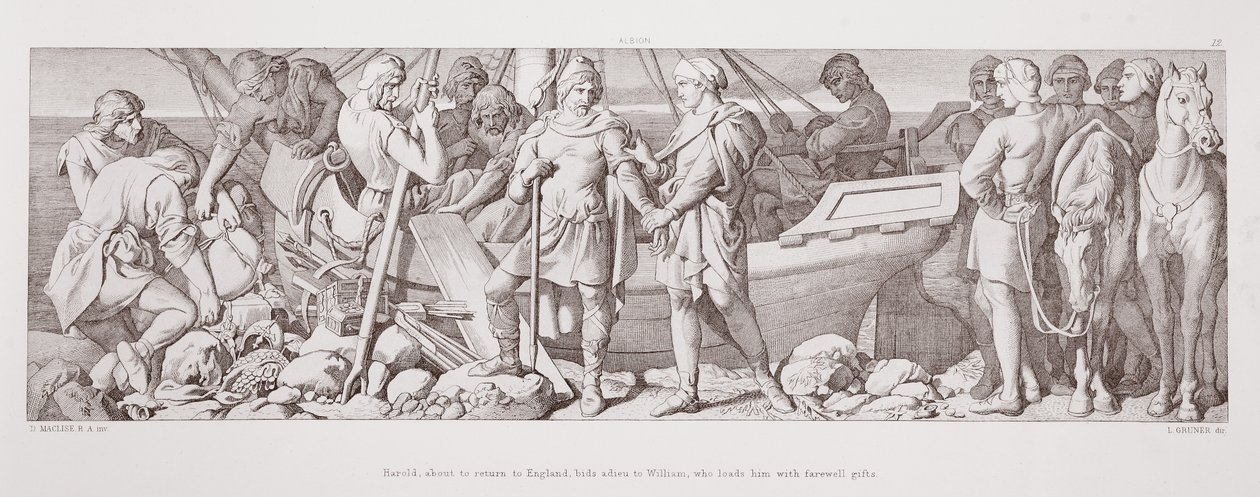 Harold, der er ved at vende tilbage til England, siger farvel til William, som fylder ham med afskedsgaver, fra 