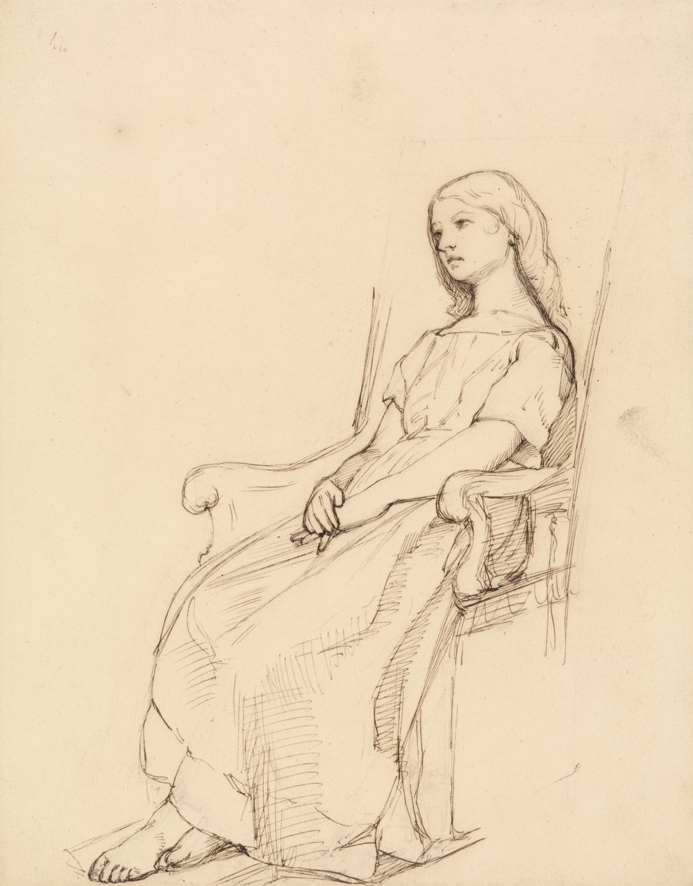 Studie af en ung pige, siddende af Daniel Maclise