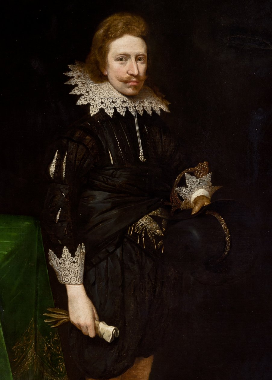 Detalje af portræt af William Cavendish, 1624 af Daniel Mytens