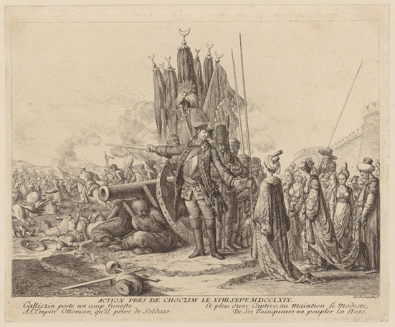 Slaget ved Choczim den 18. september 1769 af Daniel Nikolaus Chodowiecki