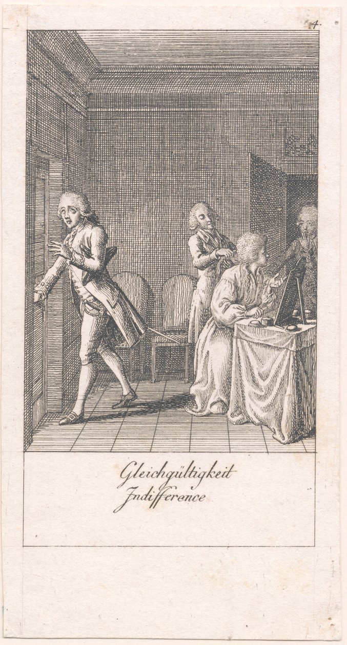 Bevæggrunde til giftermål og deres følger. Bl. 4 af Daniel Nikolaus Chodowiecki