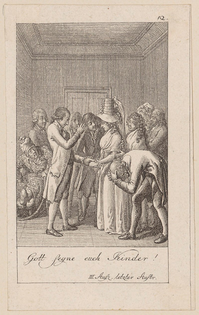 Blad 12 til August von Kotzebues Indianerne i England af Daniel Nikolaus Chodowiecki