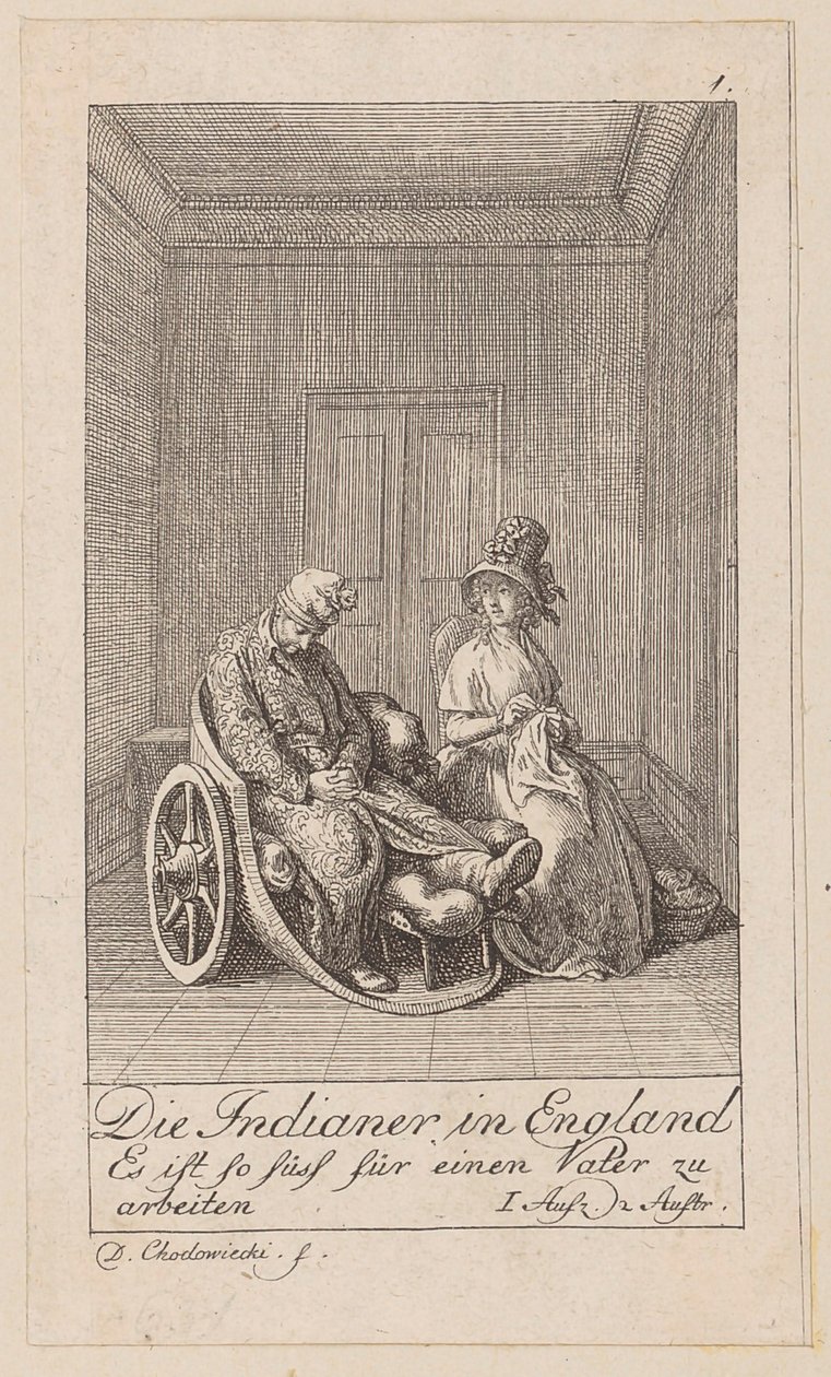 Blad 1 til Aug. von Kotzebues «Indianerne i England» af Daniel Nikolaus Chodowiecki