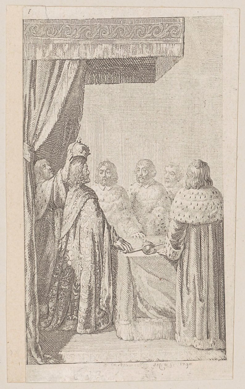 Blad 1 til "Preussisk-brandenburgsk statshistorie", anden del af Daniel Nikolaus Chodowiecki