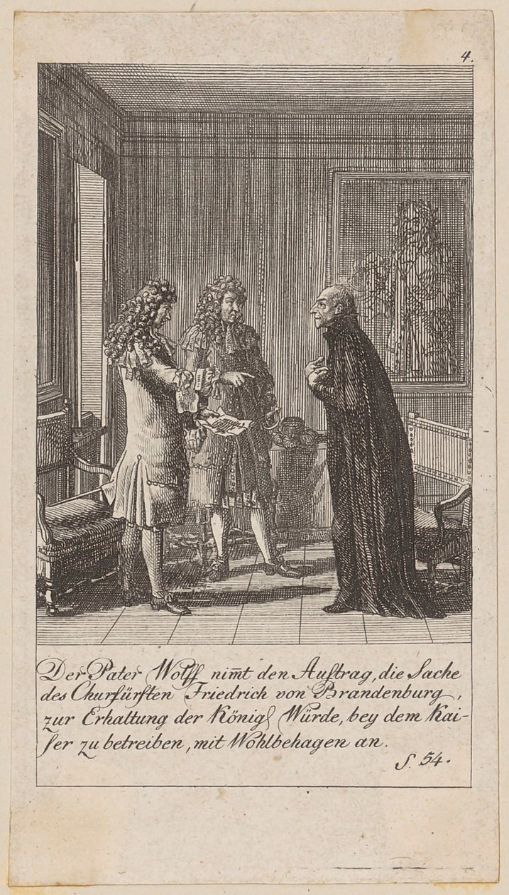 Blad 4 i serien "Brandenburgs historie" af Daniel Nikolaus Chodowiecki