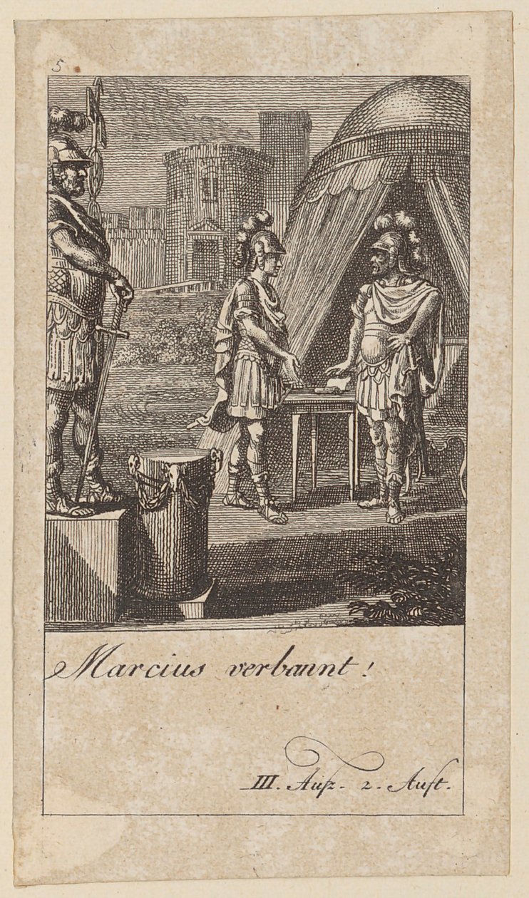 Blad 5 til Shakespeares "Coriolanus" af Daniel Nikolaus Chodowiecki