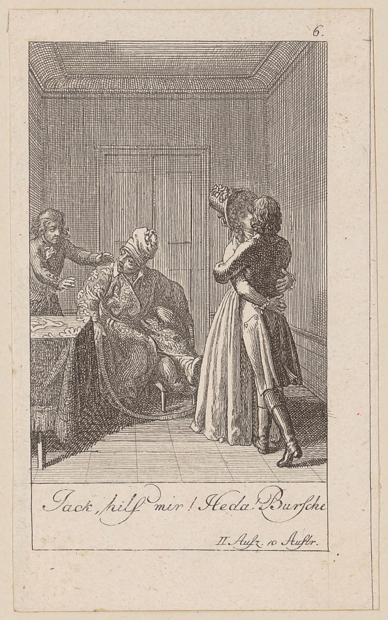 Blad 6 til Aug. von Kotzebues „Indianerne i England“ af Daniel Nikolaus Chodowiecki