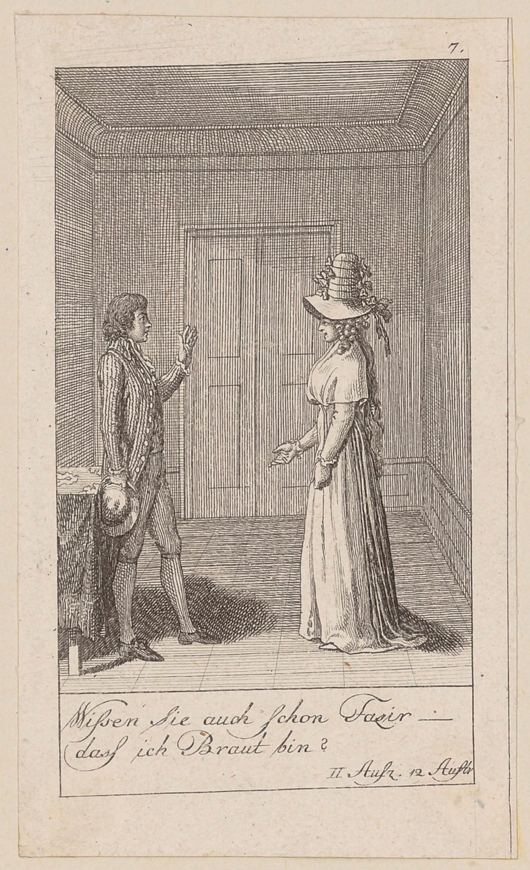Blad 7 til August von Kotzebues „Indianerne i England“ af Daniel Nikolaus Chodowiecki
