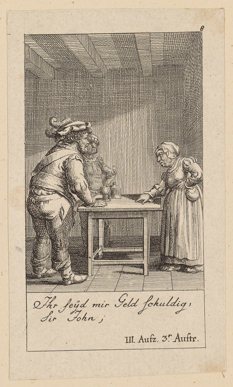 Blad 8 til Shakespeares "Kong Henrik den Fjerde" af Daniel Nikolaus Chodowiecki