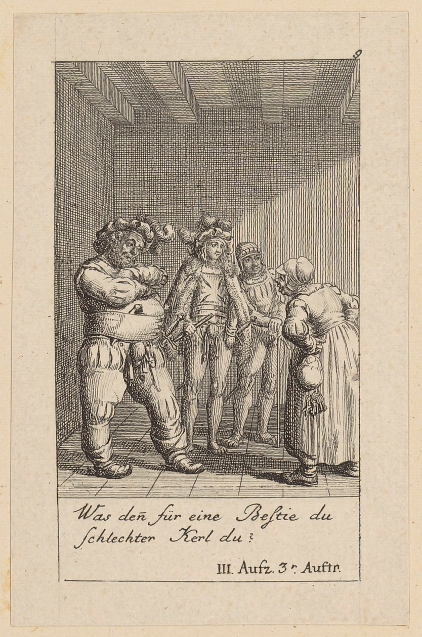 Tavle 9 til Shakespeares "Kong Henrik 4." af Daniel Nikolaus Chodowiecki