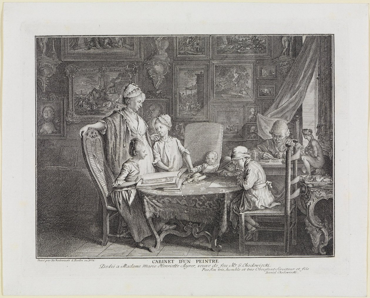 En malers kabinet. Kunstnerens familieblad. af Daniel Nikolaus Chodowiecki