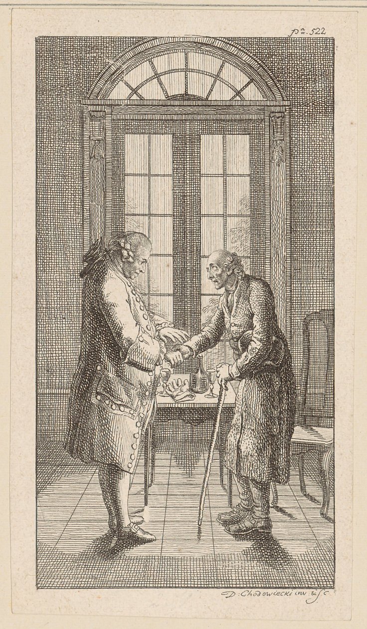 Hr. v. G. rækker den gamle mand hånden af Daniel Nikolaus Chodowiecki