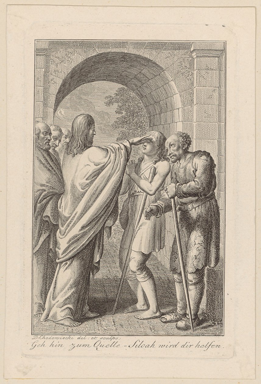 Jesus helbreder en blind af Daniel Nikolaus Chodowiecki