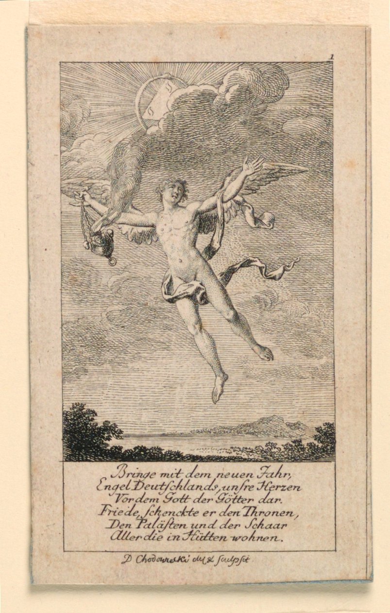 Nytårsønske for Tyskland, Illustration til "Königl: Grosbrit [anian] genealogisk kalender for 1780-året Lauenberg af J.G. Berenberg" af Daniel Nikolaus Chodowiecki