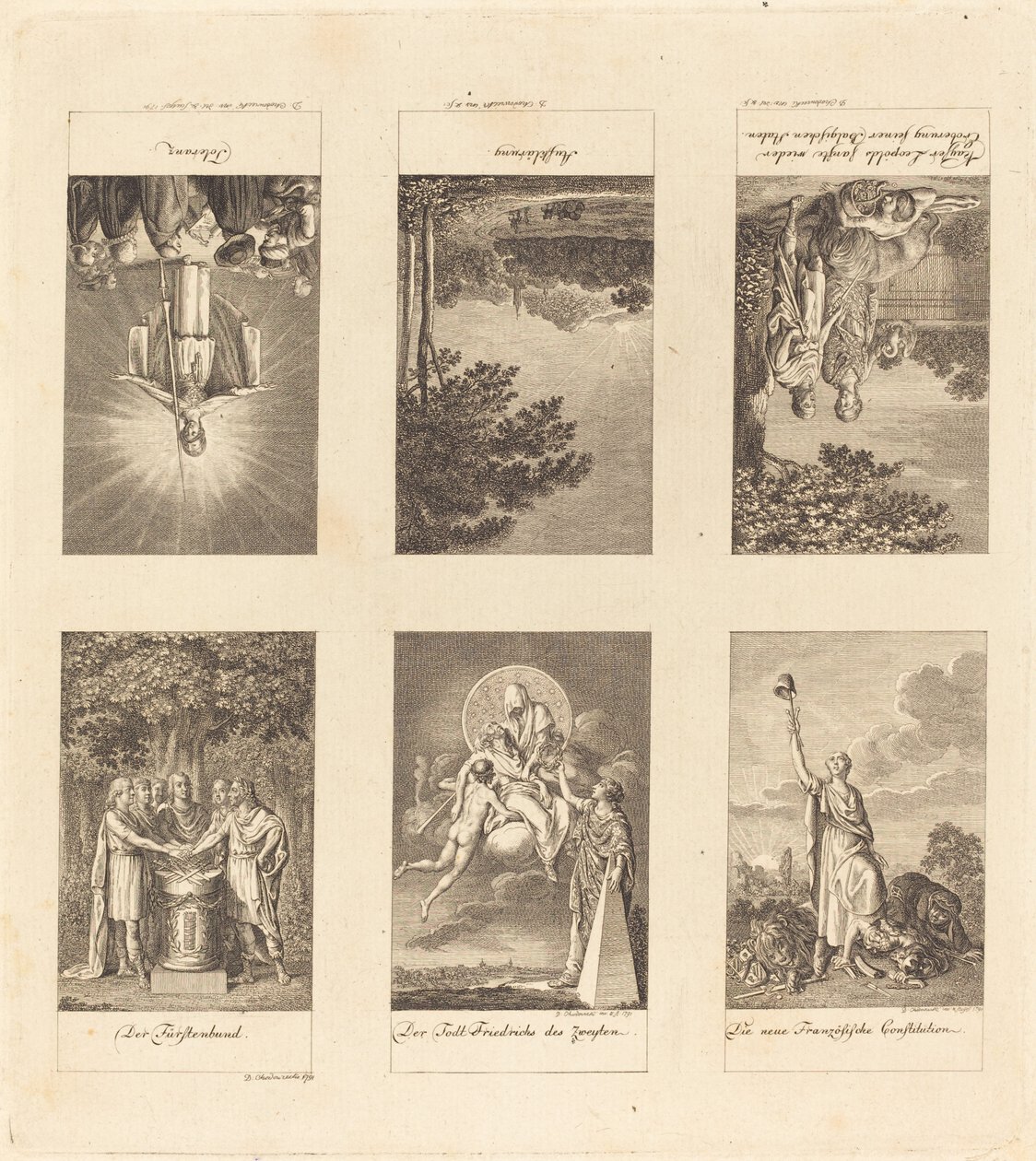 Seks store begivenheder 1780-1790 af Daniel Nikolaus Chodowiecki