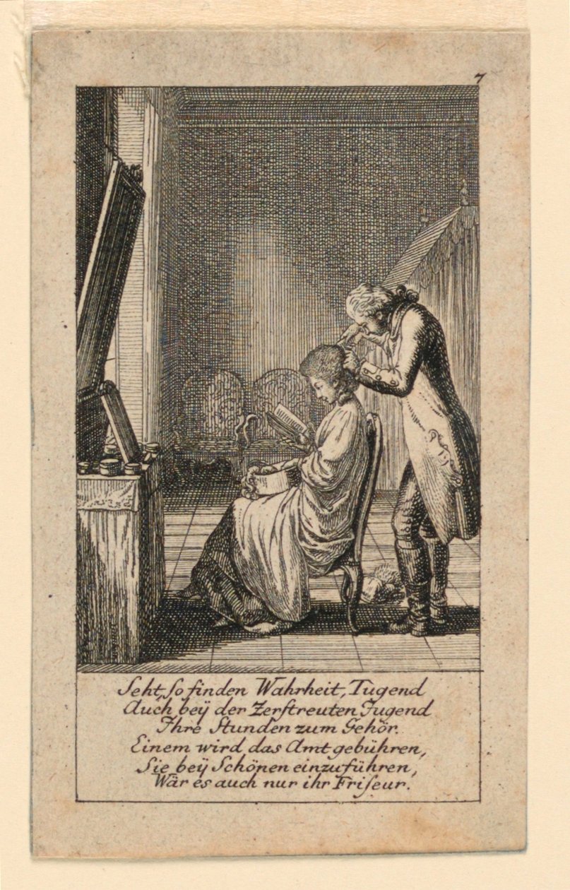 The Hair-Do, Illustration til "Königl: Grosbrit [anian] genealogisk kalender for 1780-året Lauenberg af J.G. Berenberg" af Daniel Nikolaus Chodowiecki