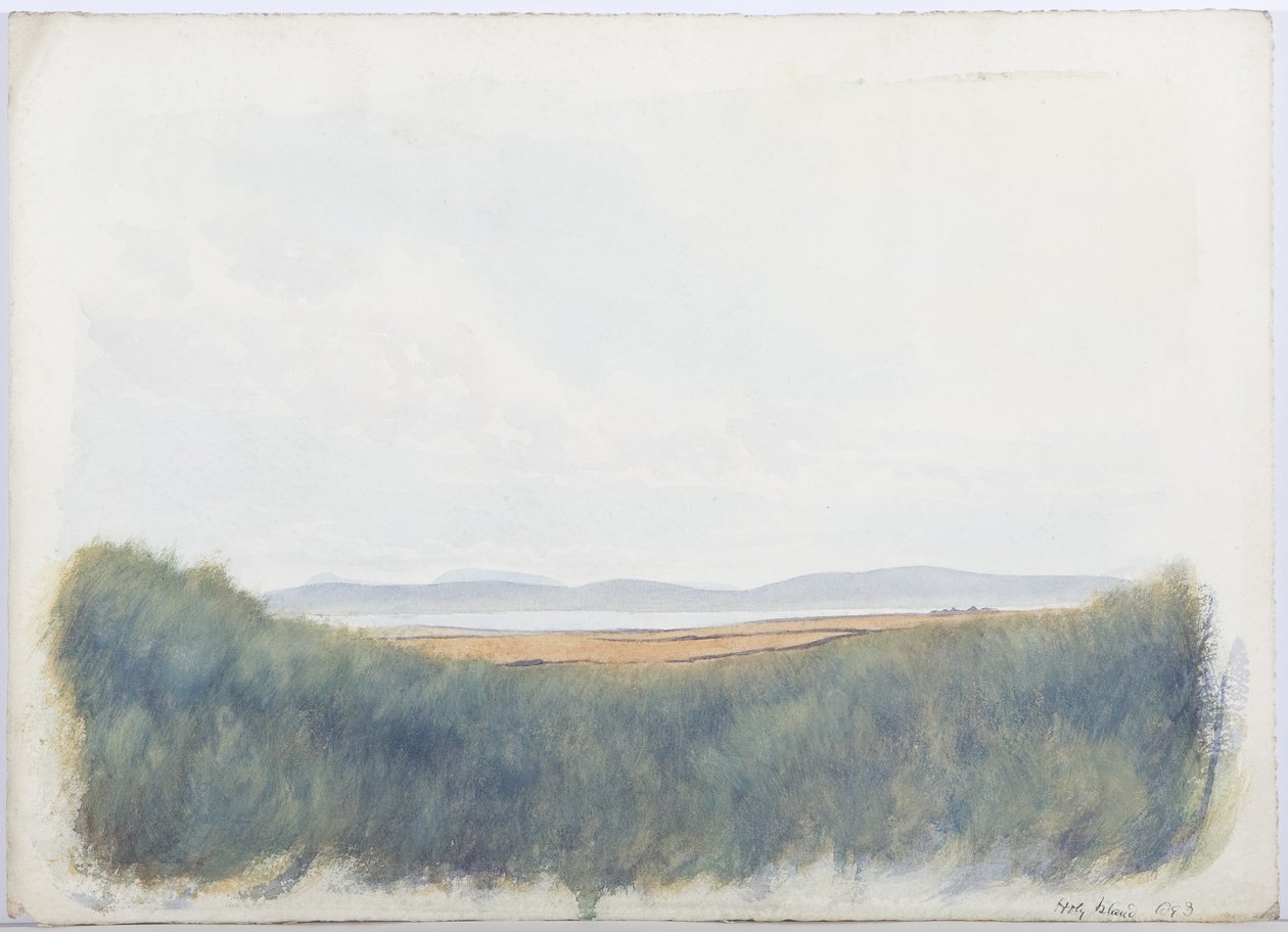 Holy Island, 1893 (blyant og wc på papir) af Daniel Oliver