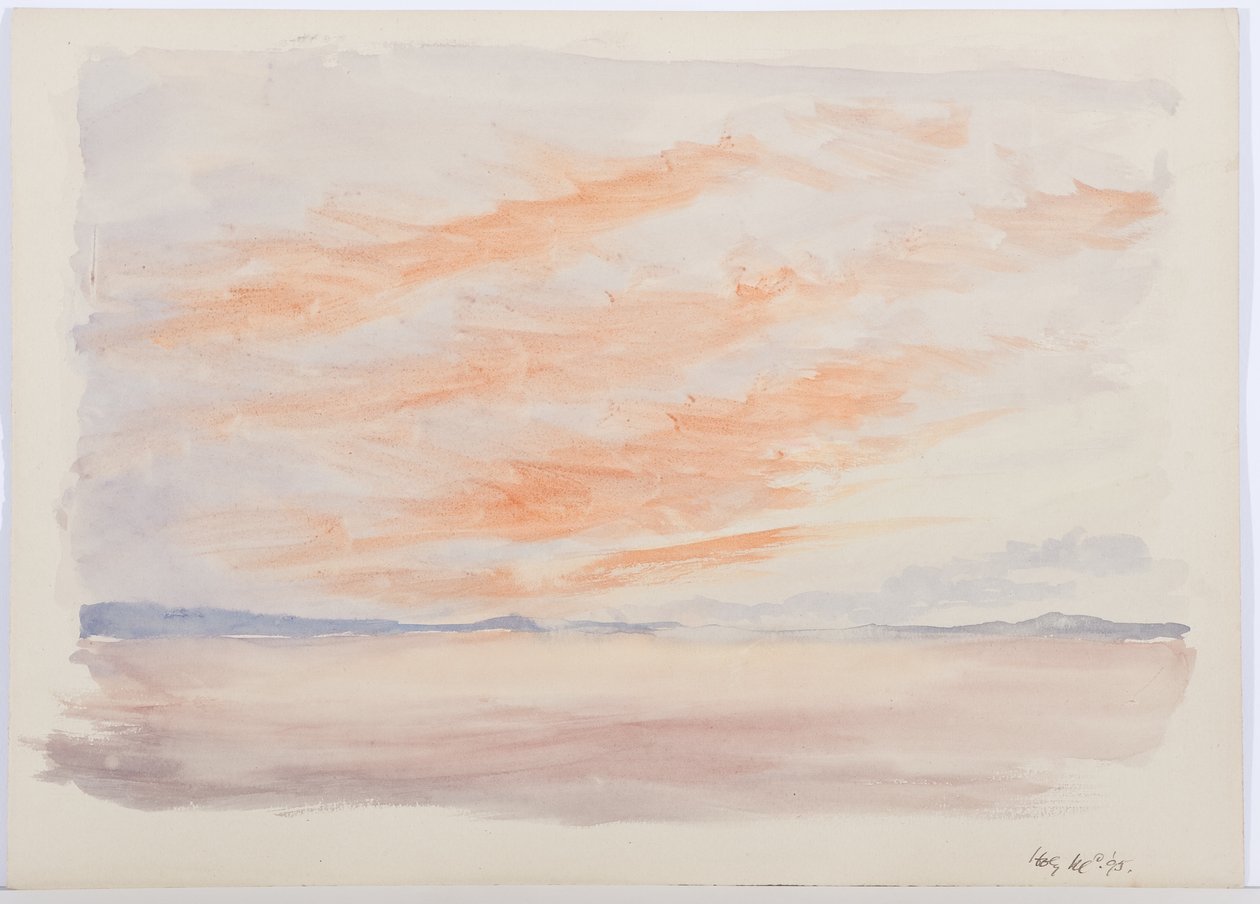 Holy Island, 1895 (blyant og wc på papir) af Daniel Oliver