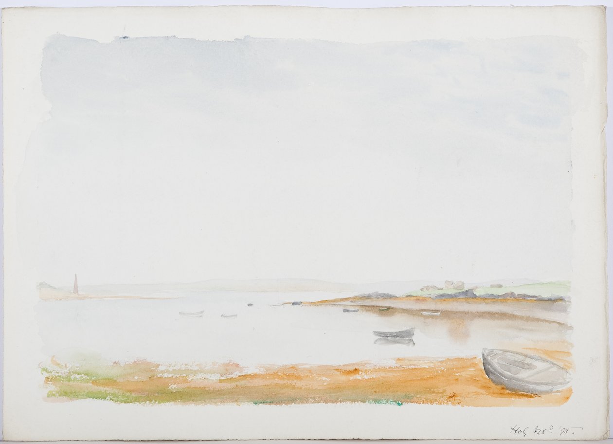 Holy Island, 1895 (blyant og wc på papir) af Daniel Oliver
