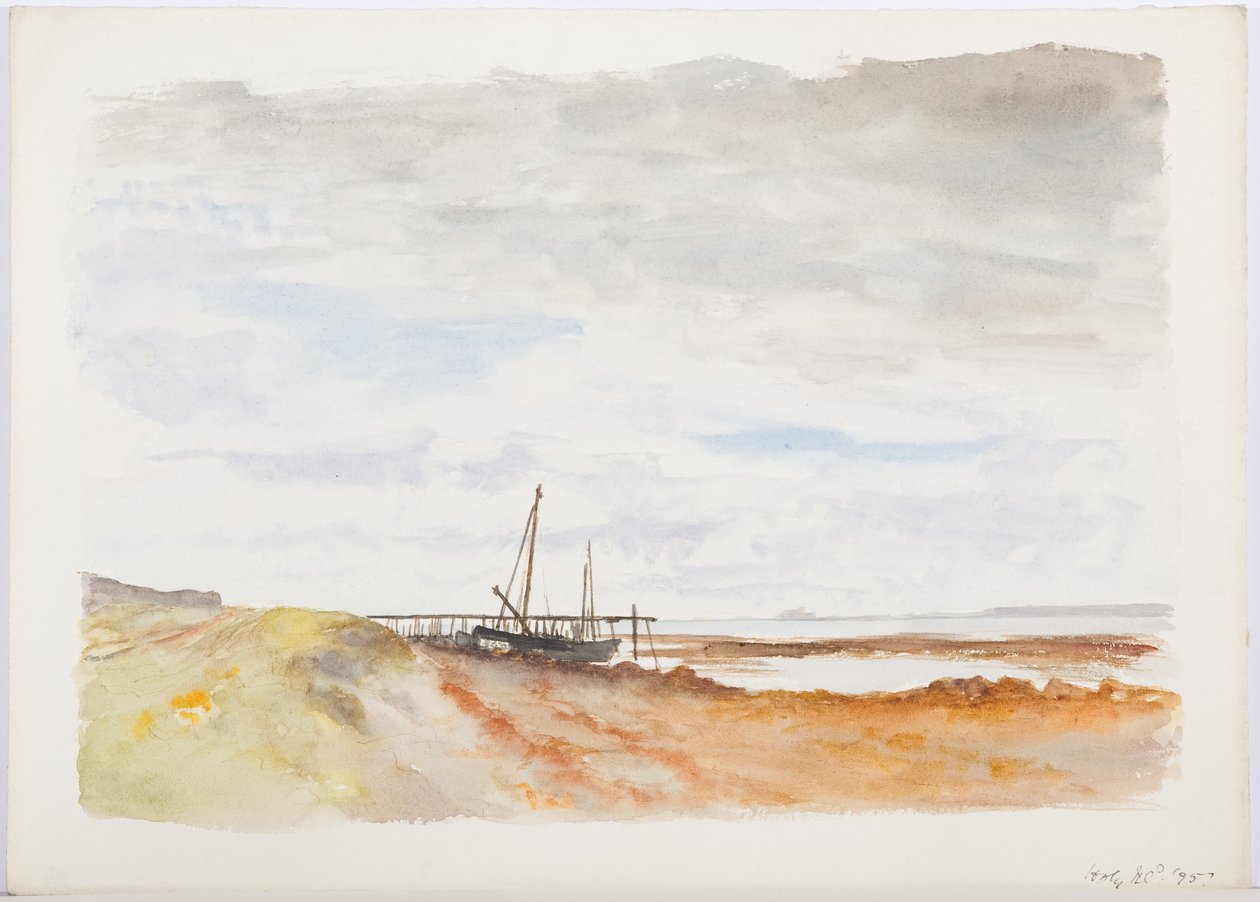 Holy Island, 1895 (blyant og wc på papir) af Daniel Oliver